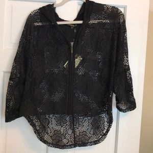 Alberto Makali Hooded Swim/Sun Coverup Black Sz S
